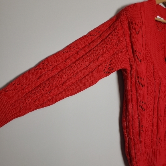 VINTAGE V-neck Valentine Red Sweater Size Large. - Picture 5 of 12